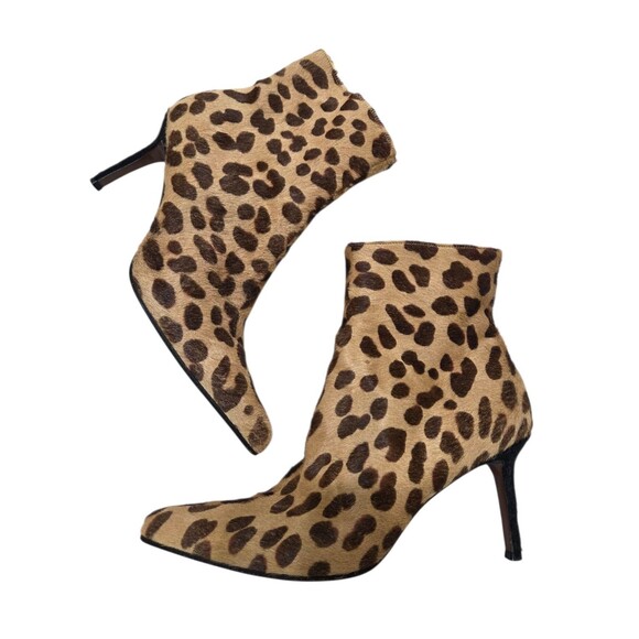 Vtg CHRISTIAN DIOR BY JOHN GALLIANO 90s LEOPARD PRINT PONY HAIR ANKLE BOOTS 36.5 - Picture 1 of 11